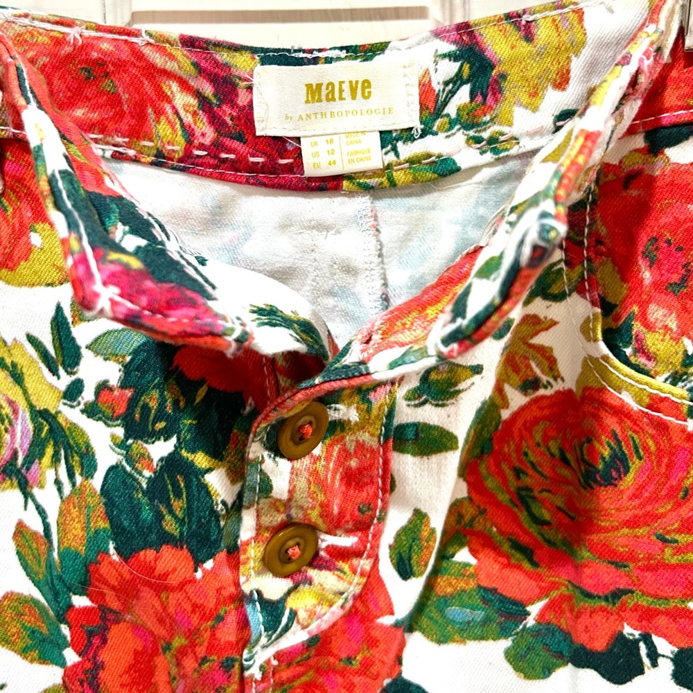 MAEVE Anthropologie Floral Denim Pencil Skirt Boho Preppy Casual Size 2 & 12 - Picture 10 of 12